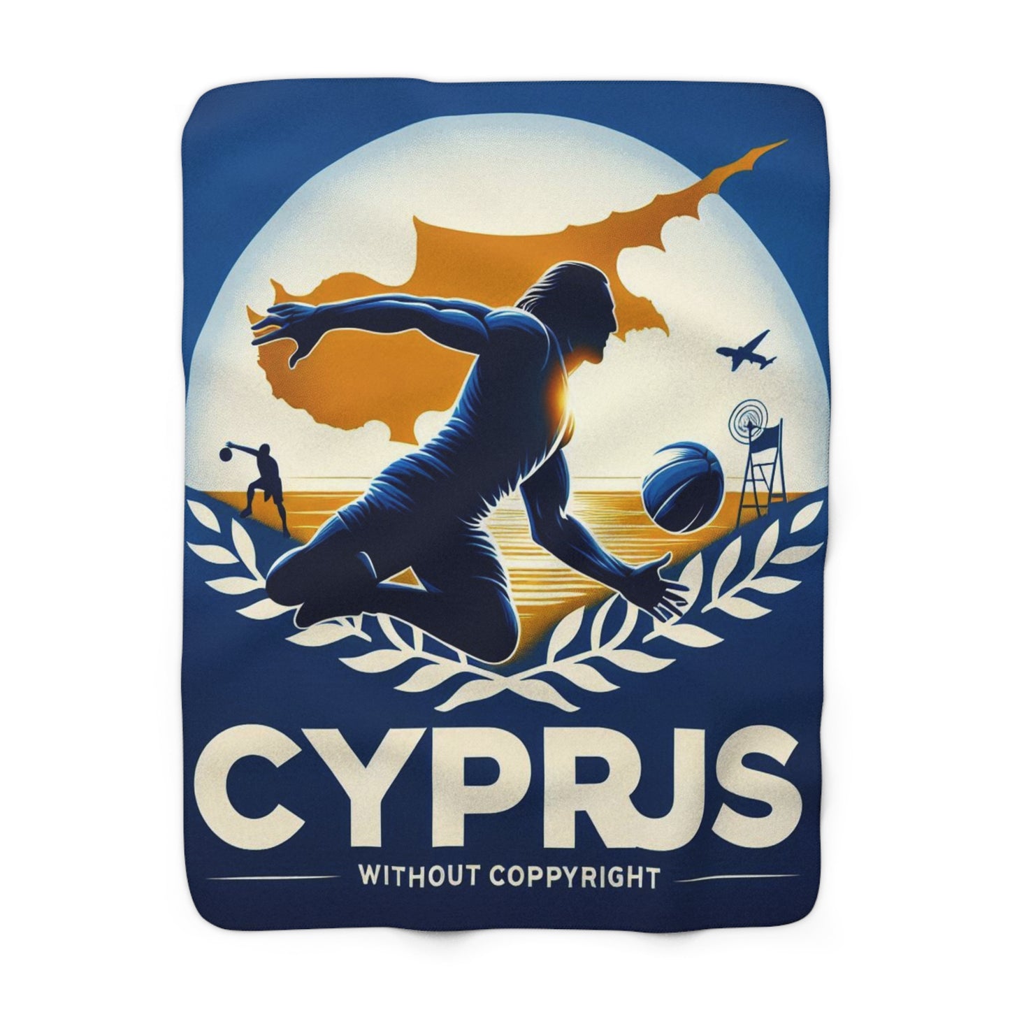 Flag Village Cyprus Sporting Flag Sherpa Fleece Blanket CYP0006