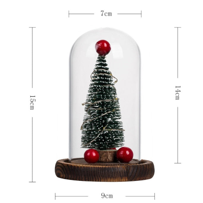 Flag Village Creative Christmas Tree Glass Cover LED Lights Christmas Decorations For Home Christmas Gifts Xmas Ornaments