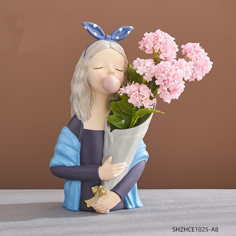 Flag Village Home Decor Girl Figurine Resin Sculpture Abstract Art Room Decor Nordic Decoration Home Living Room Decoration Accessories Gifts