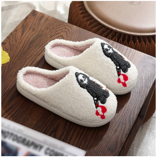 Flag Village Halloween Funny Spider Ghost Scary Flat Indoor House Shoes For Women Men Soft Plush Cozy Horror Halloween Gifts
