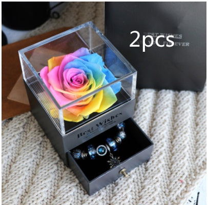Flag Village Eternal Flower Rose Jewelry Box for Birthday Presents Valentines Day Wedding Gift