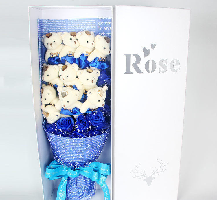 Flag Village 11 Bears Doll With Bouquet Gift Box
