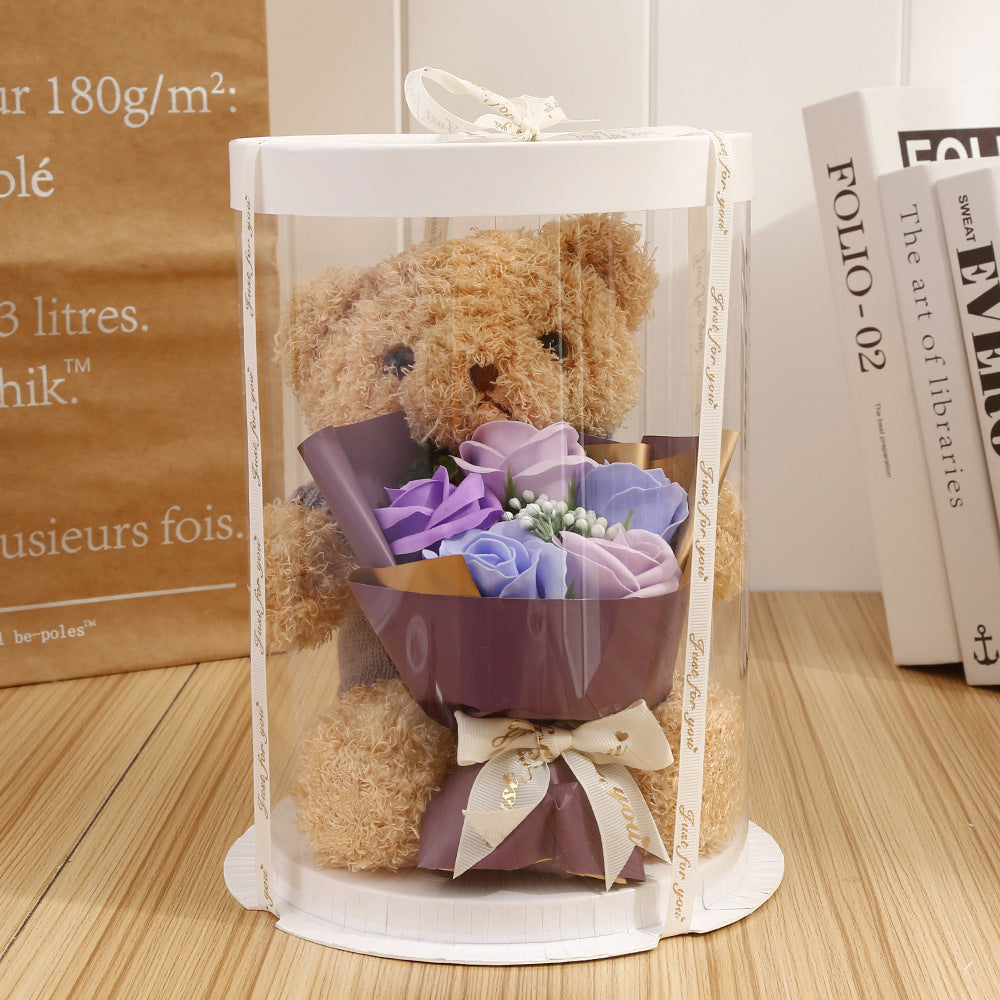 Flag Village Bear Gift Box Doll Flower Crafts