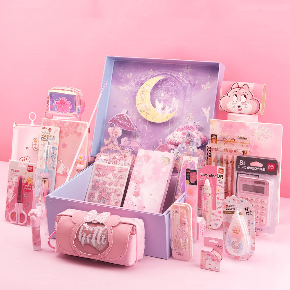 Flag Village Sakura Girl Starry Stationery Set Gift Box For Primary And Middle School Students