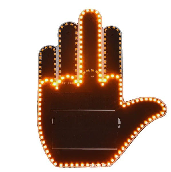 Flag Village Auto Tools Funny New LED Illuminated Gesture Light Car Finger Light With Remote Road Rage Signs Middle Finger Gesture Light Hand Lamp