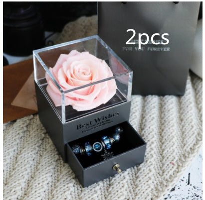 Flag Village Eternal Flower Rose Jewelry Box for Birthday Presents Valentines Day Wedding Gift