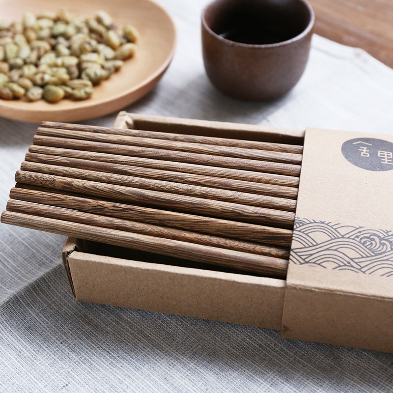Flag Village Gift Box Log Combination Chopsticks 10 Double Set Tableware