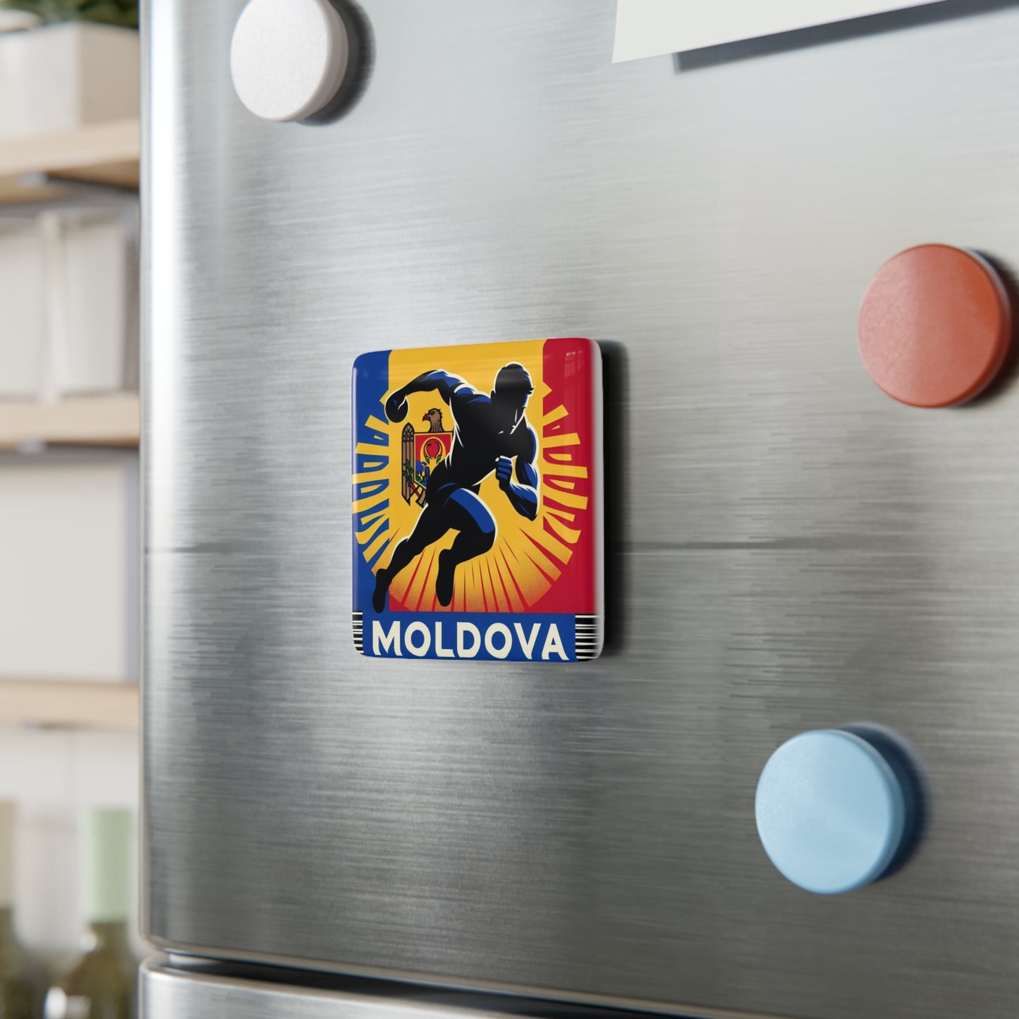 Flag Village Moldova Flag Sporting Porcelain Magnet, Square MDA0006