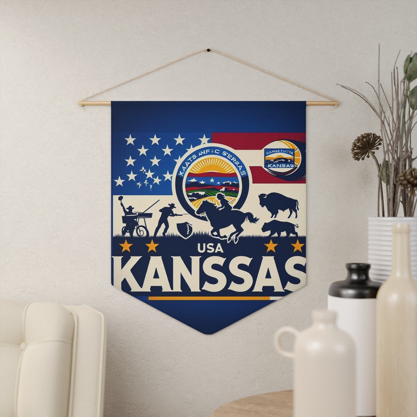 Flag Village Kansas State Flag Pennant Sporting Home Wall decoration KS0001