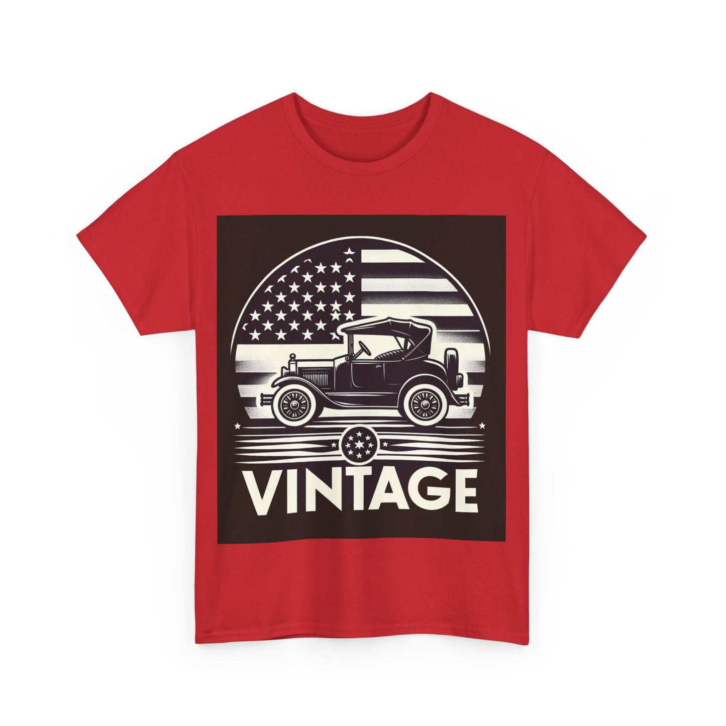 Flag Village USA Vintage Car Flag T-SHIRT Heavy Cotton Tee USA0001