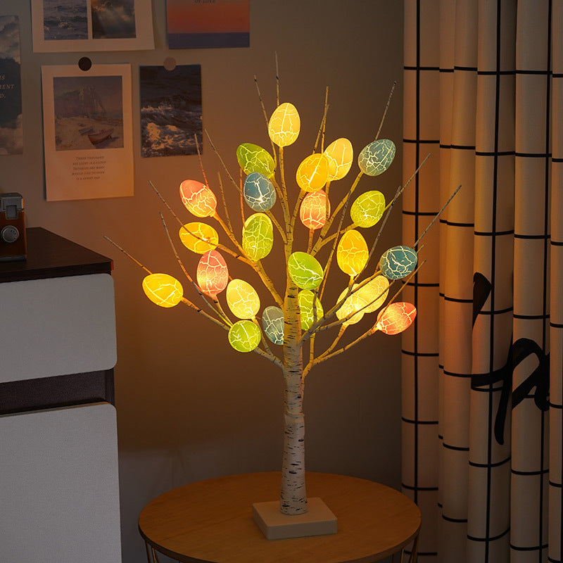 Flag Village Easter Decoration 60cm Birch Tree Home Easter Egg LED Light Gift Spring Party Tabletop Ornaments Light Easter Party Kids Gifts