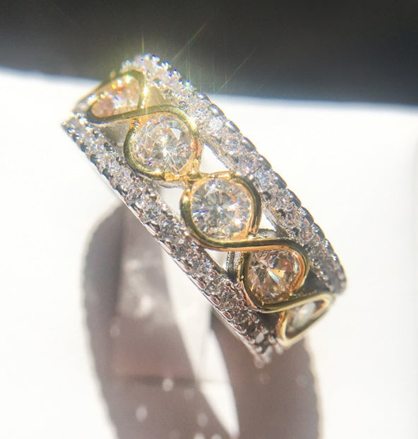 Flag Village Elegant Female Zircon Stone Ring Finger Rings For Women Promise Love Valentine's Day Gifts