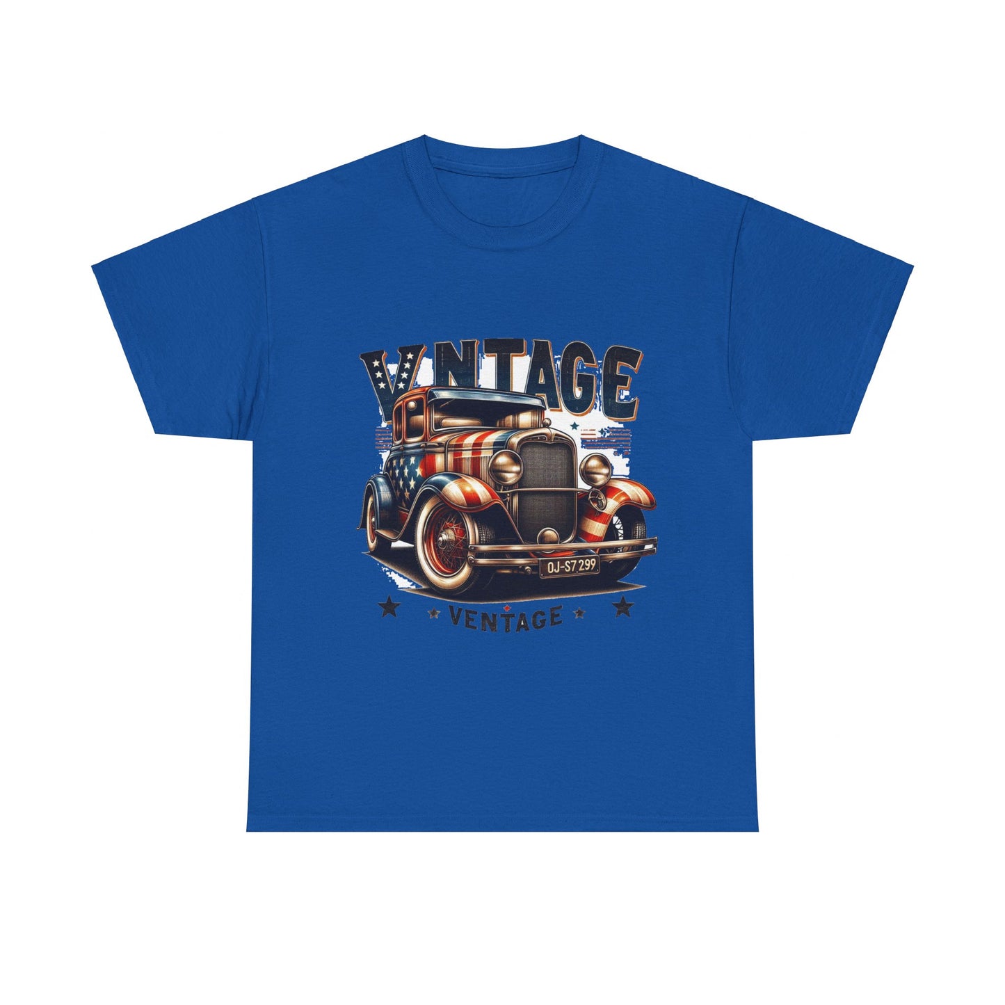 Flag Village USA Vintage Car Flag T-SHIRT Heavy Cotton Tee USA0010