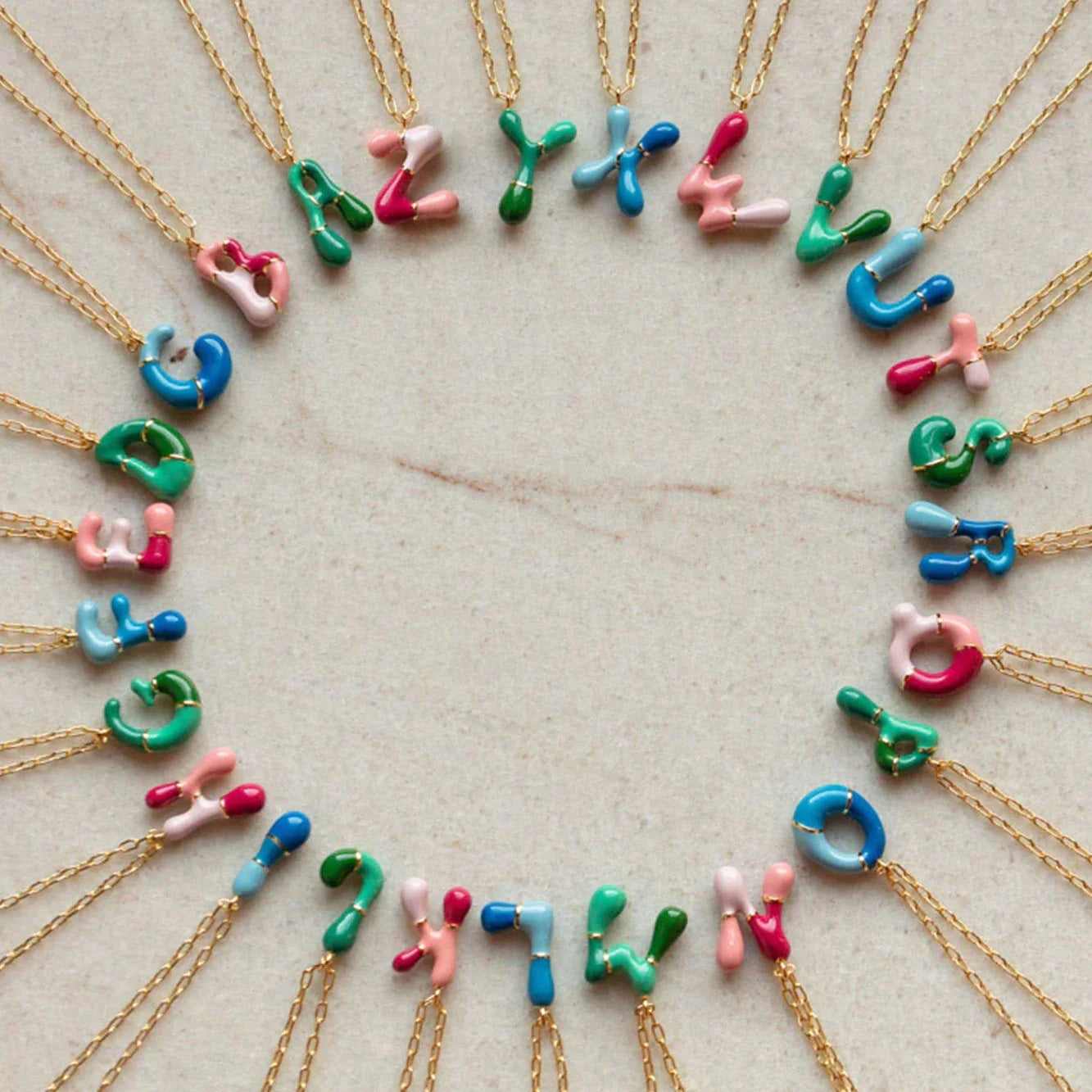 Flag Village Brass Epoxy Capsule 26 Letter Necklace For Women Initial Alphabet Pendant Necklace Fashion Link Chain Jewelry Gifts