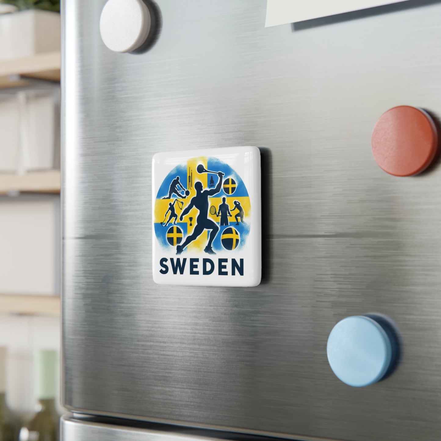 Flag Village Sweden Flag Sporting Porcelain Magnet, Square SWE0006