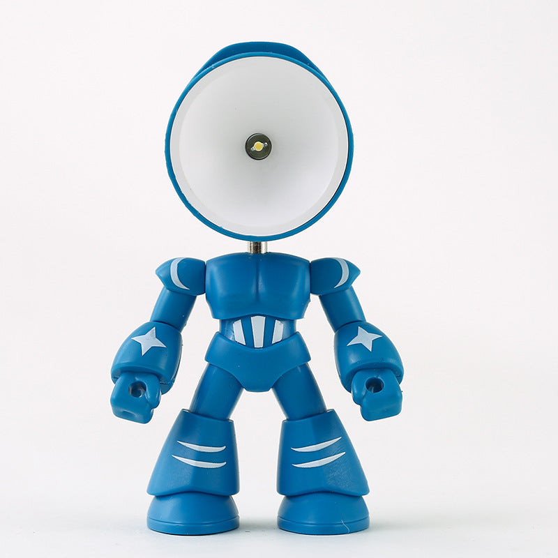 Flag Village Cute LED Hero Table Lamp Mini Portable Cool Mecha Cute Robot Night Light Bedroom Home Decoration Kids Boys Gifts