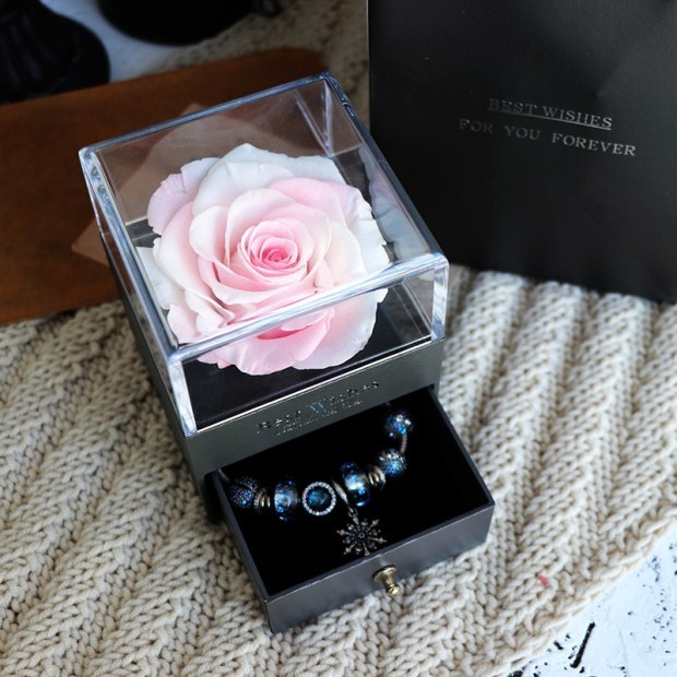 Flag Village Eternal Flower Rose Jewelry Box for Birthday Presents Valentines Day Wedding Gift