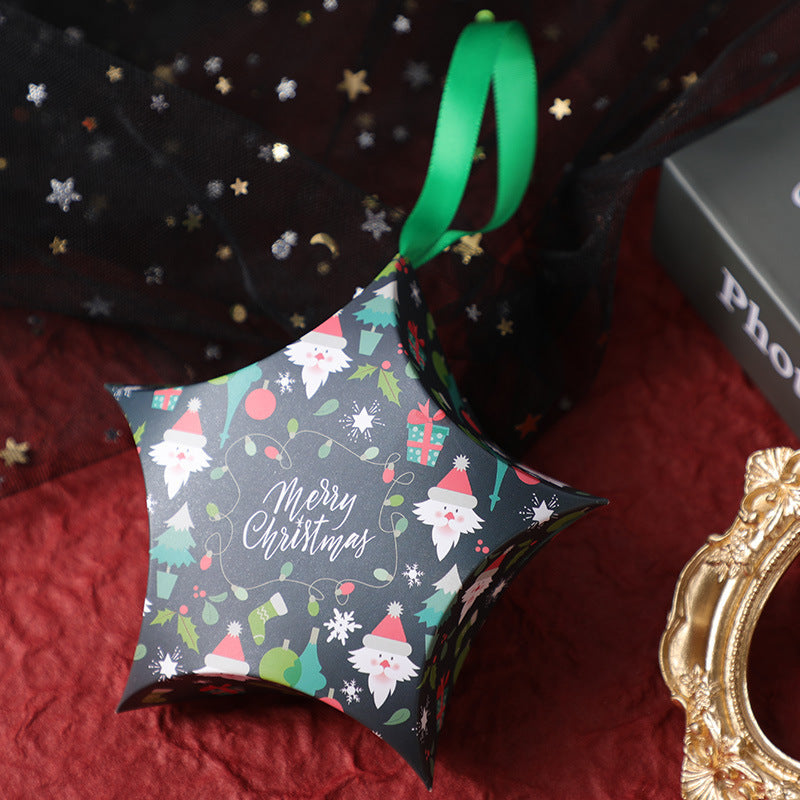 Flag Village Christmas Gift Boxes Santa Claus Candy Box Star Shape Merry Christmas Boxes Bags for Home New Year Xmas Decor Kids Gifts