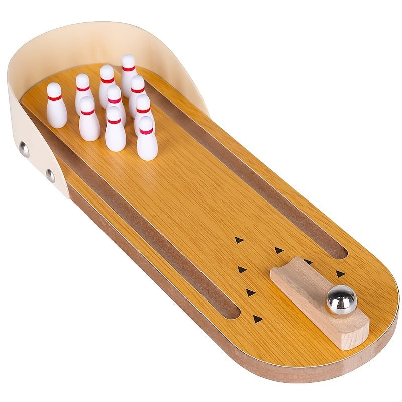 Flag Village Table Top Mini Bowling Game Set-Tabletop Wooden Board Mini Arcade Desktop Tiny Bowling Shooting Alley Office Desk Stress Relief Gadgets Small Finger Toys Gag Gifts For MenWomen Kids Teens Boys