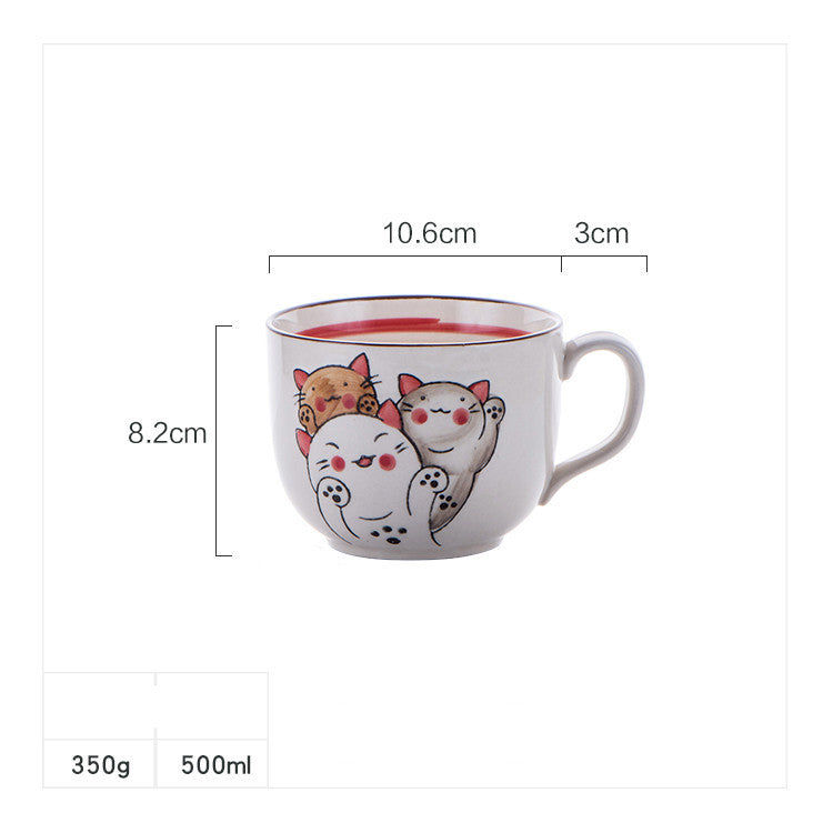 Flag Village Ceramic Cup With Lid Large Capacity, Spoon Set Gift Box