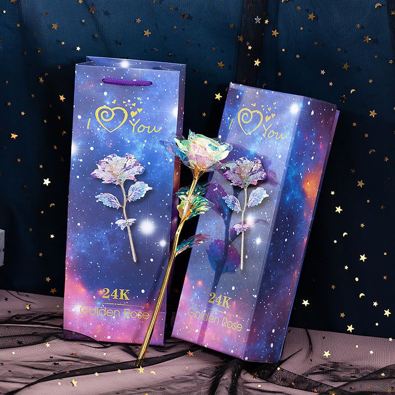 Flag Village Gold Rose Gold Foil Rose Luminous Color Gold Rose Activity Gifts