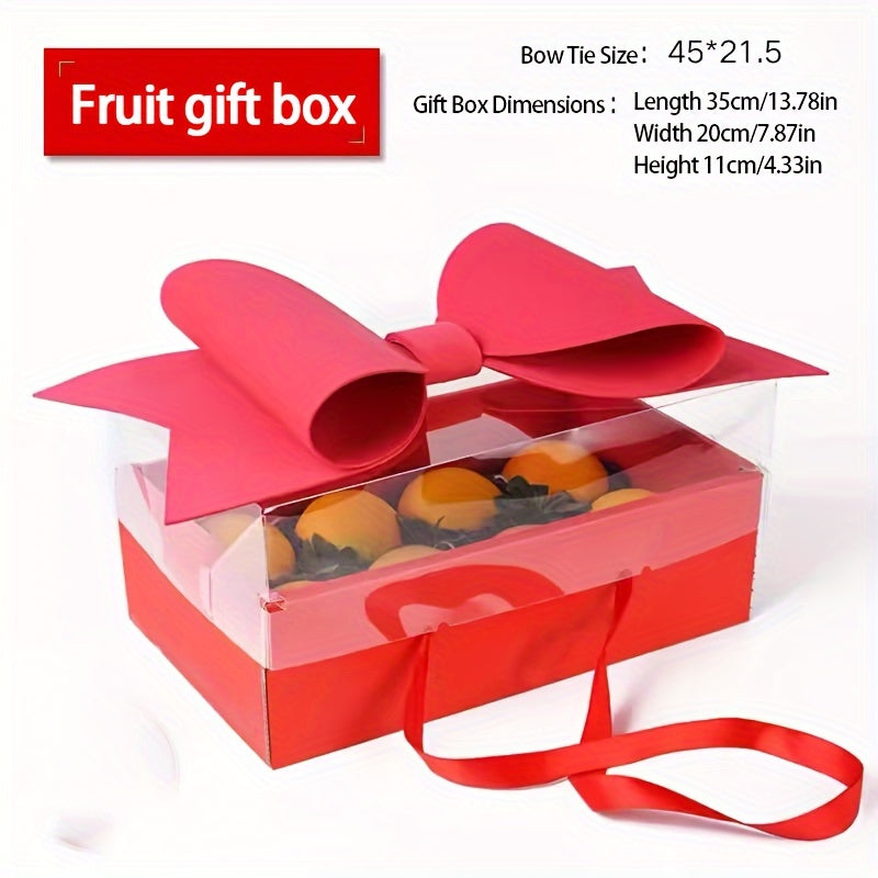 Flag Village 1 Set Of 5pcs Fruit Gift Box, Bow Flower Box, Transparent Fruit Flower Gift Box, Rose Flower Box, Valentine's Day DIY Portable Flower Cake Box, Fruit Gift Box