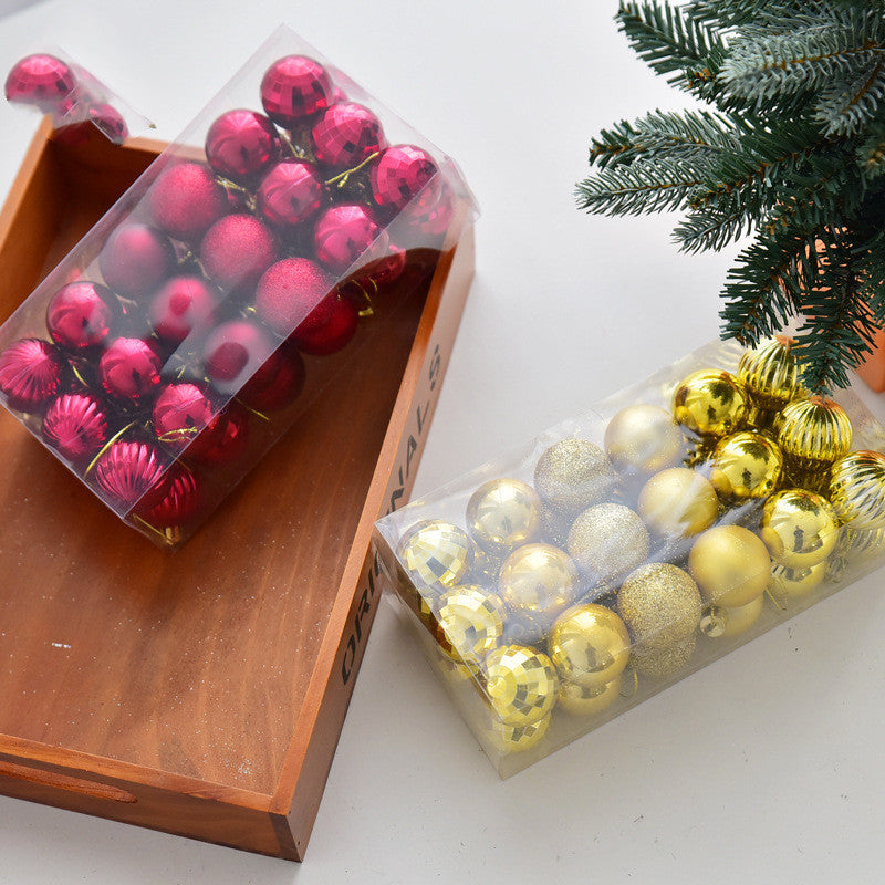 Flag Village Fashion 4cm Electroplating Gift Box Set Ball Small Christmas Tree Pendant