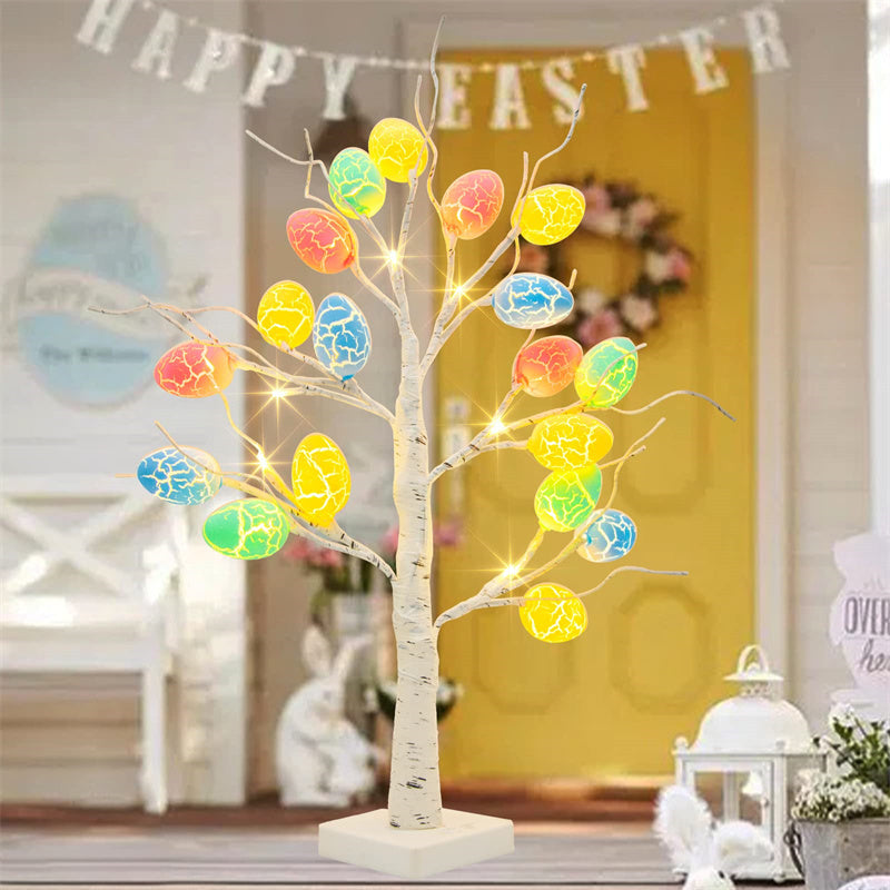 Flag Village Easter Decoration 60cm Birch Tree Home Easter Egg LED Light Gift Spring Party Tabletop Ornaments Light Easter Party Kids Gifts