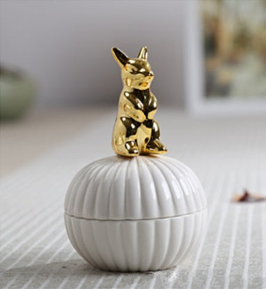 Flag Village Animal figurine decor jewelry box squirrel rabbit cat bird crafts gift home decor jar