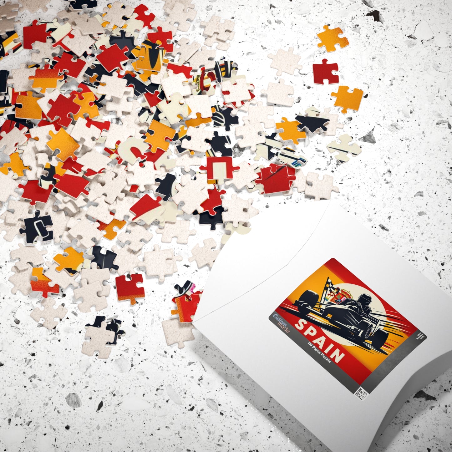 Flag Village Spain Racing Car Sporting Flag Puzzle (110, 252, 520, 1014-piece) ESP0013