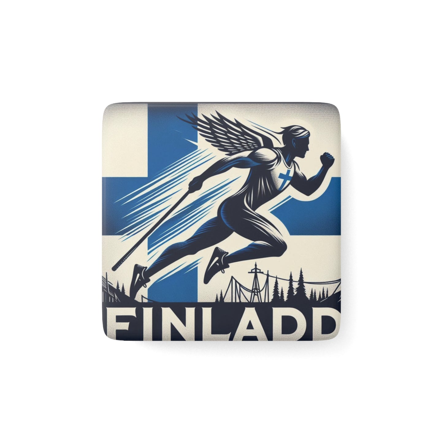 Flag Village Finland Flag Sporting Porcelain Magnet, Square FIN0006