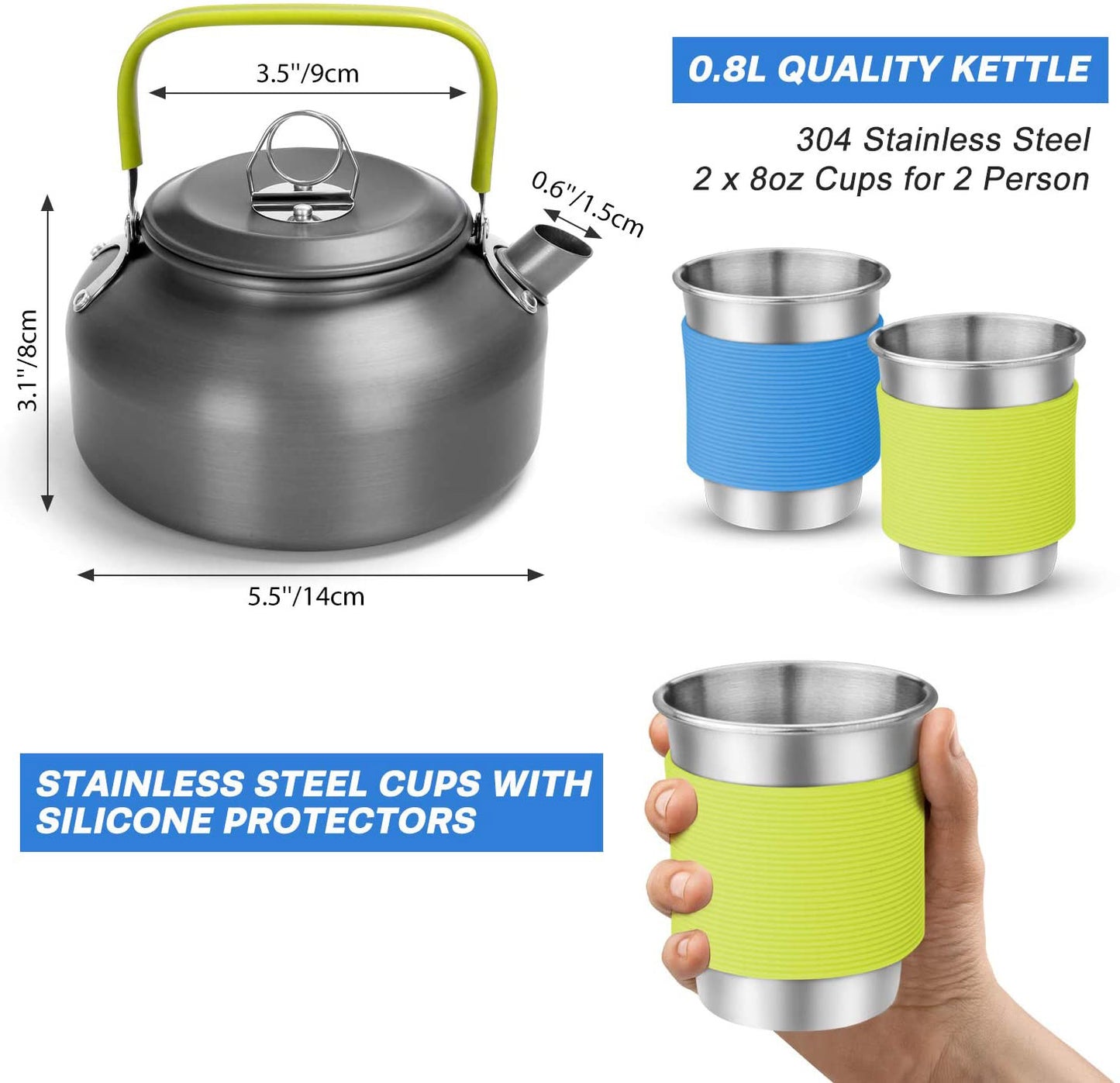 Flag Village Camping Cooker Outdoor Teapot Combination Picnic Pot Set