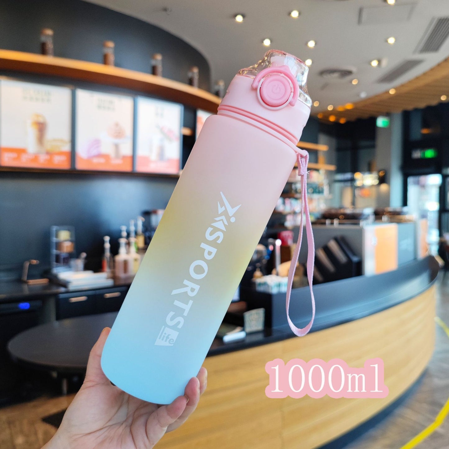 Flag Village Rainbow Gradient Plastic Cup Sports Cup Outdoor Gym Couple Large Capacity 1L