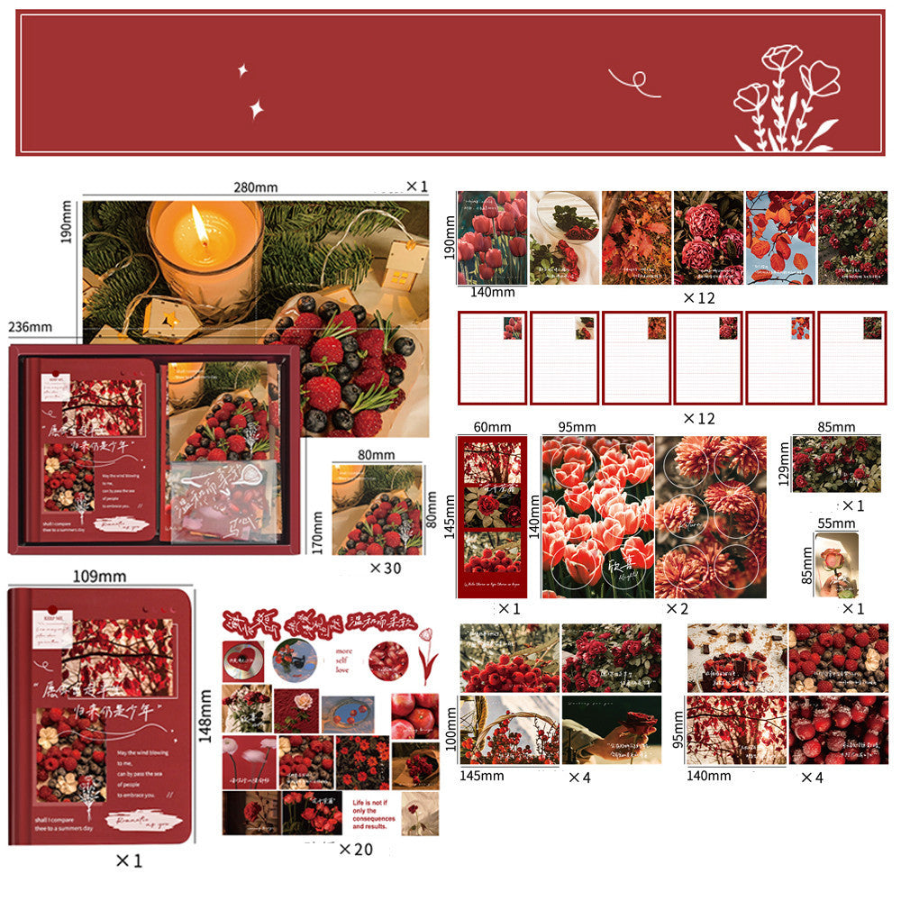 Flag Village Retro Gift Box 155-piece Set Ins Gift Box Notebook Tape Sticker Set