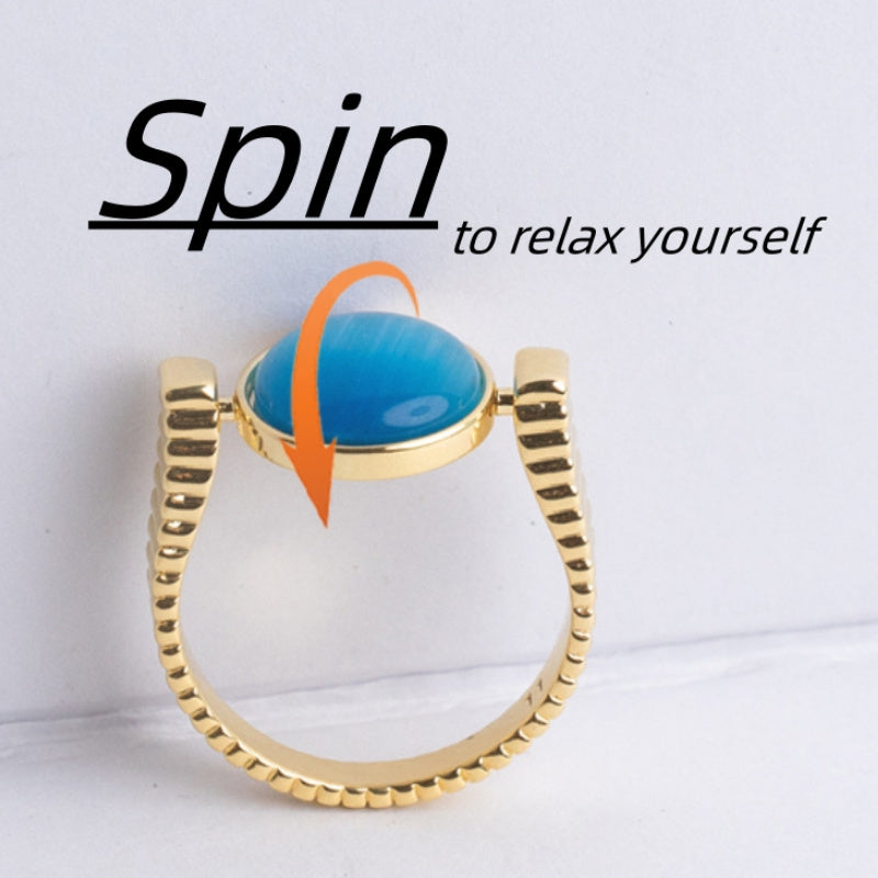 Flag Village Original Fidget Spinner Rings Natural Stone Rings Replaceable Spinners For Anxiety And Stress Relief Jewelry Gifts
