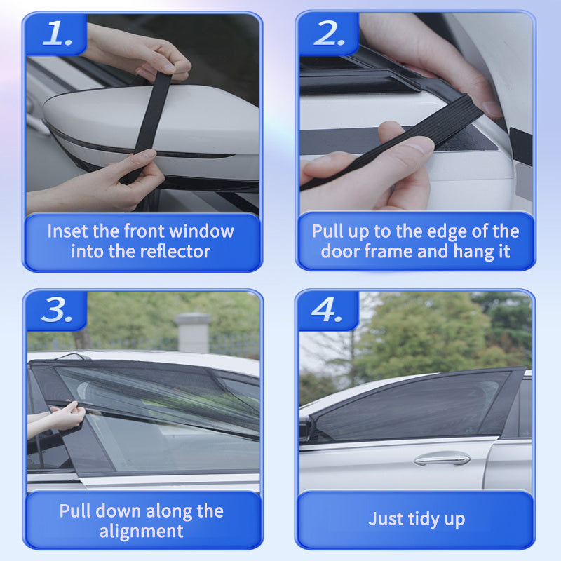 Flag Village Auto Tools Car Front&Rear Side Curtain Sun Visor Shade Mesh Cover Insulation Anti-mosquito Fabric Shield UV Protector Car Accessories Car Side Window Sunshades Window Screen Door Covers UV Protector
