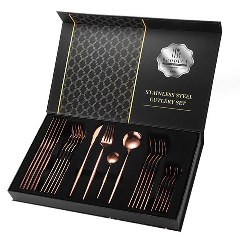 Flag Village Gift Box Stainless Steel Tableware 24-piece Set
