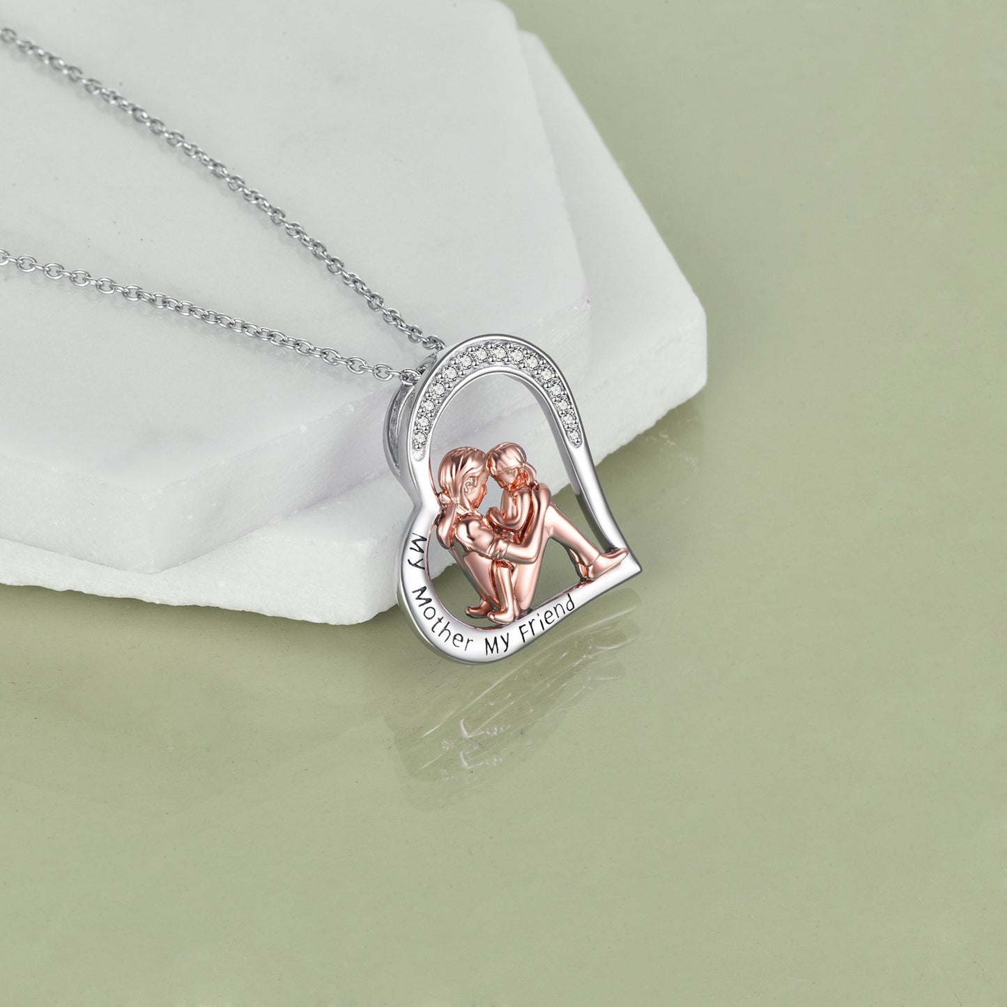 Flag Village Mother Daughter Necklace 925 Sterling Silver Engraved My Mother My Friend Jewelry Mothers Day Birthday Gifts for Mom from Daughter