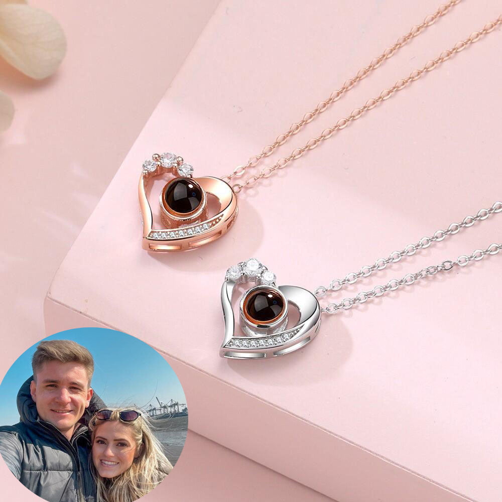 Flag Village 925 Silver Necklace Female Personality Projection Color Photo I Love You 100 Language Gifts