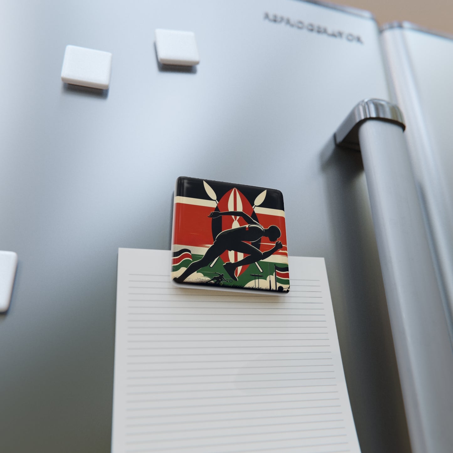 Flag Village KENYA Flag Sporting Porcelain Magnet, Square KEN0006