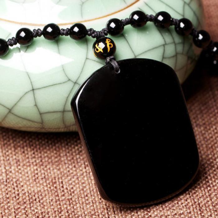 Flag Village New Obsidian Carving Wolf Head Amulet Pendant Necklace Blessing Lucky Men Necklaces Jewelry Gifts