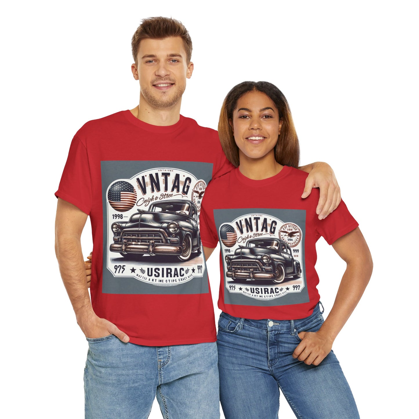 Flag Village USA Vintage Car Flag T-SHIRT Heavy Cotton Tee USA0018