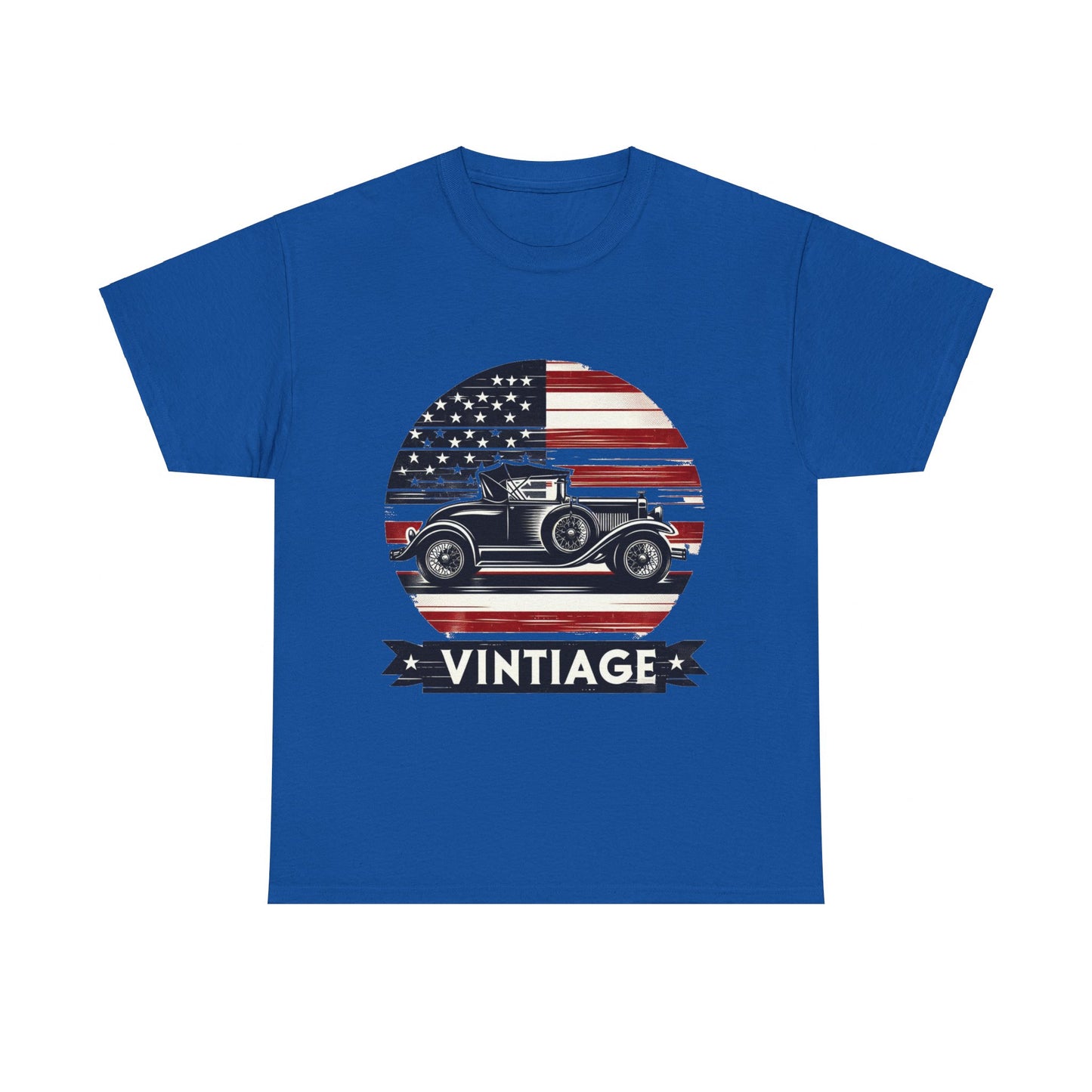 Flag Village USA Vintage Car Flag T-SHIRT Heavy Cotton Tee USA0003