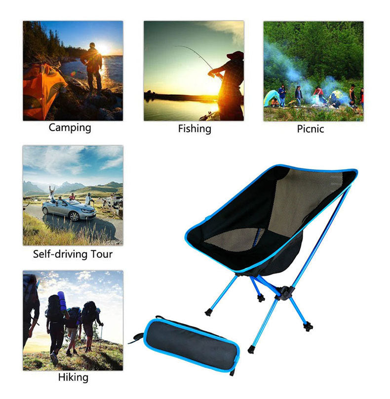 Flag Village Travel Ultralight Folding Chair Superhard High Load Outdoor Camping Chair Portable Beach Hiking Picnic Seat Fishing Tools Chair