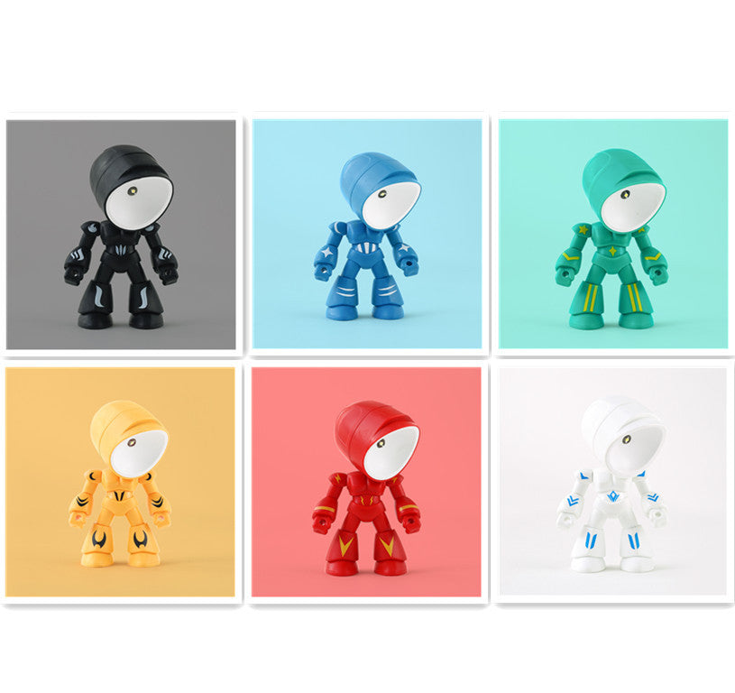 Flag Village Cute LED Hero Table Lamp Mini Portable Cool Mecha Cute Robot Night Light Bedroom Home Decoration Kids Boys Gifts