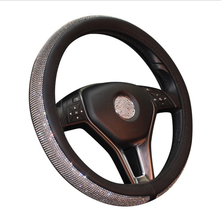 Flag Village Auto Tools Car steering wheel handle set Four seasons universal really cute feminine cartoon leather anti-slip handle