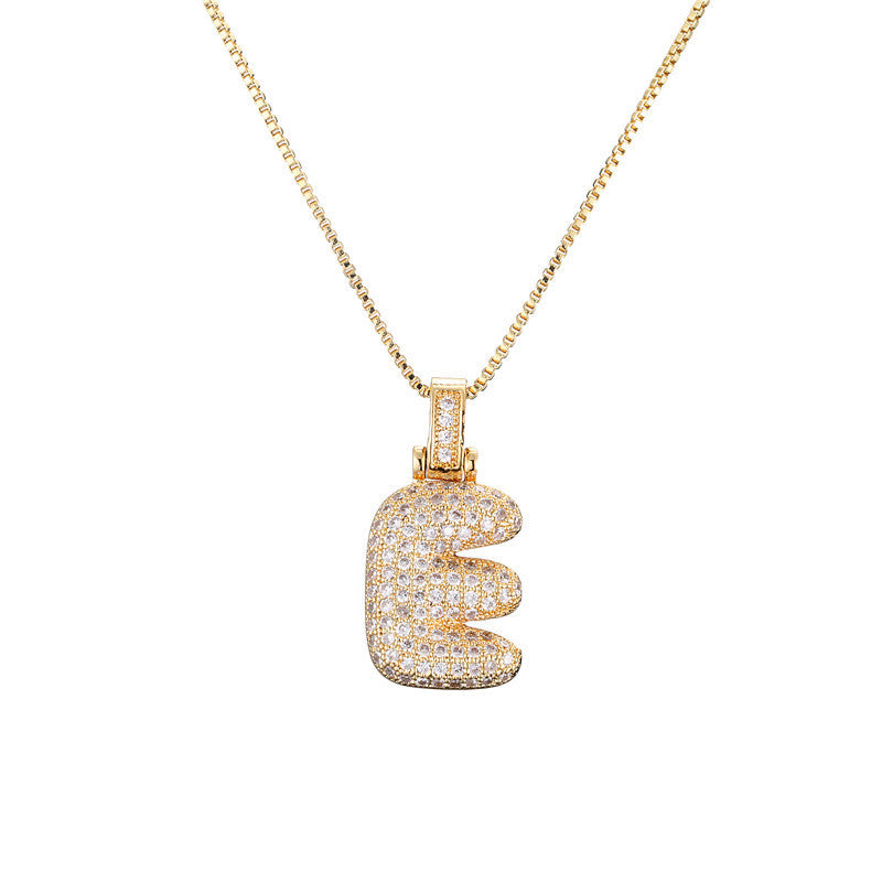 Flag Village Clavicle Chain Copper Micro Inlaid Zircon 26 Letter Pendant Necklace For Women's Birthday Jewelry Gifts