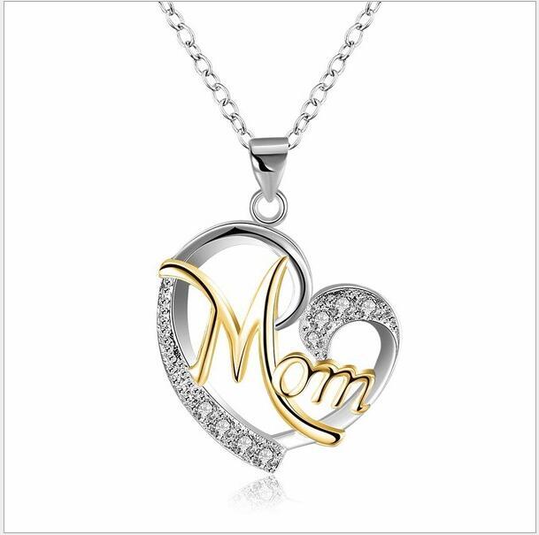 Flag Village European And American Women's Necklaces Mom Color Separation Heart-shaped Diamonds Wish Explosive Mother' Day Gifts Across The Border