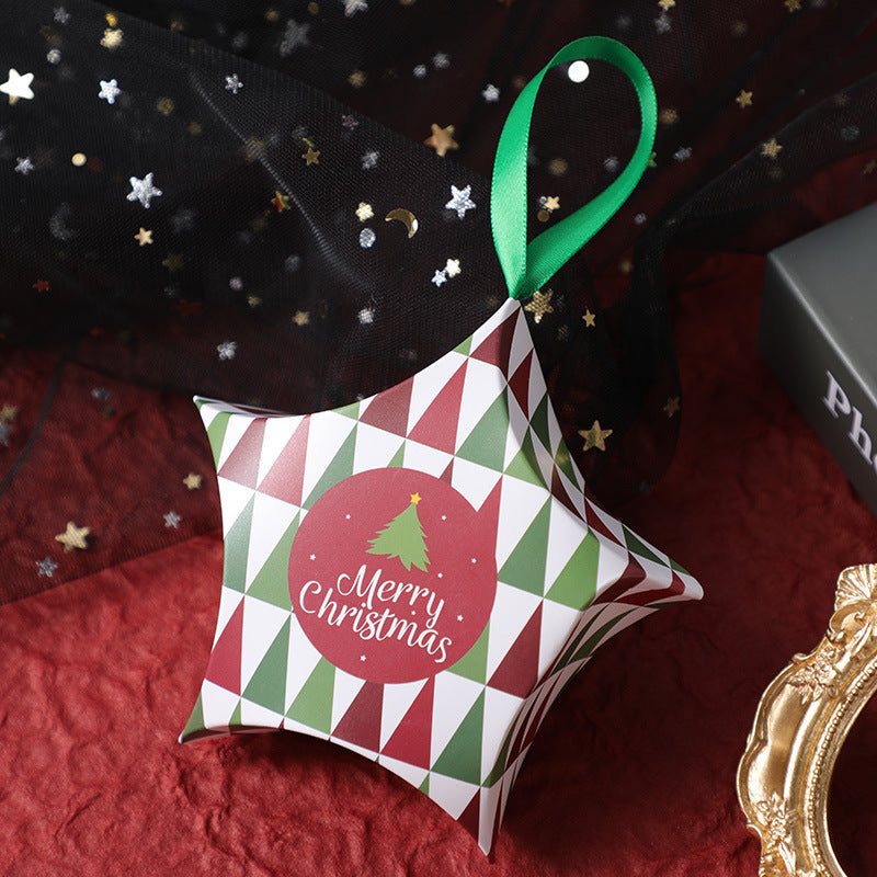 Flag Village Christmas Gift Boxes Santa Claus Candy Box Star Shape Merry Christmas Boxes Bags for Home New Year Xmas Decor Kids Gifts