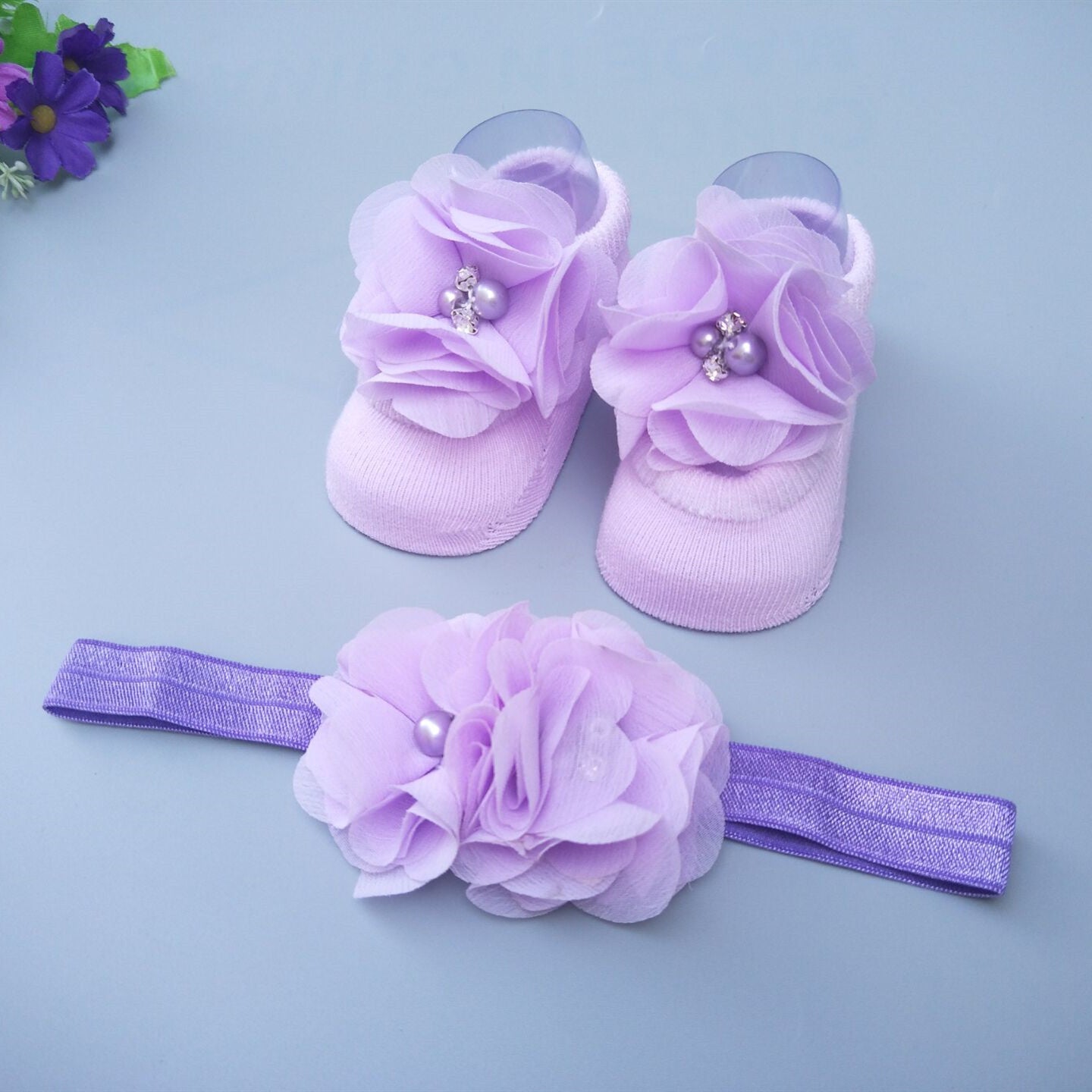 Flag Village New Baby Girl Socks Headband Gift Box